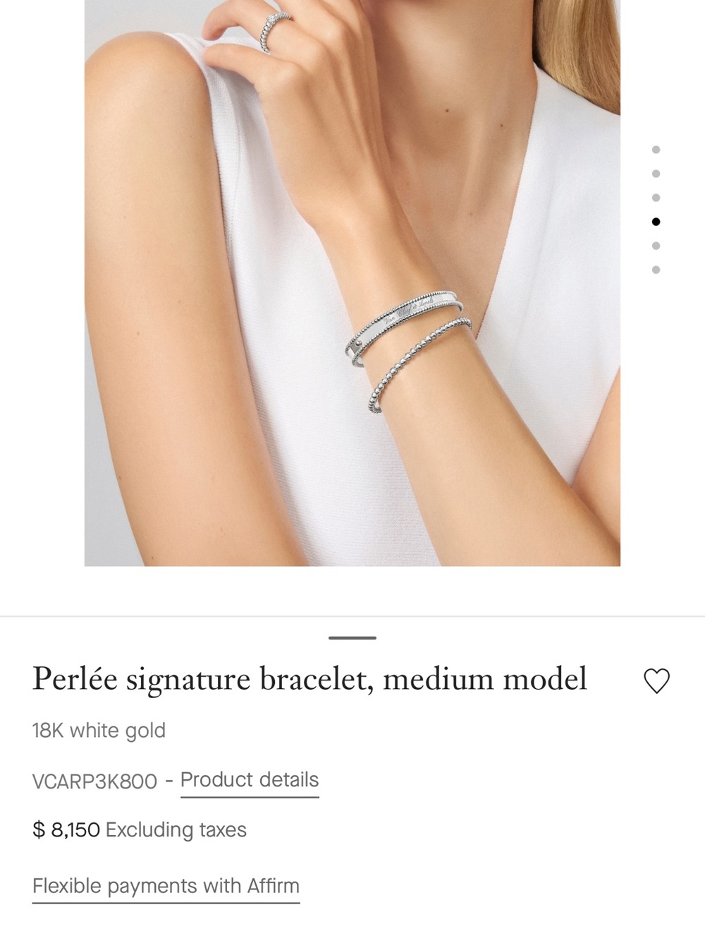 Van Cleef & Arpels 18K White Gold Beaded Bracelet - Silver Tone